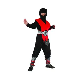 JUNIOR - Detský kostým Červený Ninja, veľkosť 110/120 cm - sada