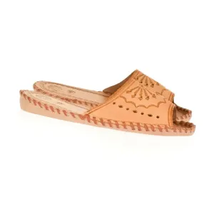 Dámske béžové kožené papuče HANDMADE GORAL #1796490