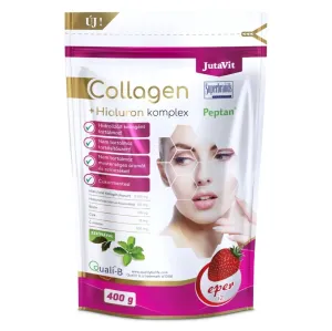 JutaVit Kolagén 10 g + Hyalurón komplex - Jahoda prášok (+ vitamín C, zinok a biotín) 1x400 g
