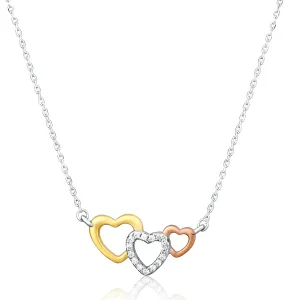 JVD Romantický náhrdelník tricolor Srdiečka SVLN0418XH2TR45