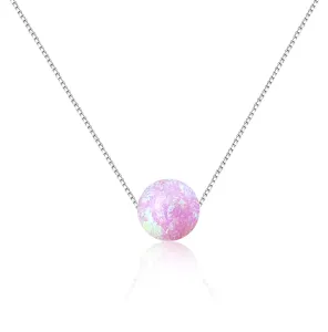 JVD Strieborný náhrdelník s ružovým syntetickým opál SVLN0166XF6O400