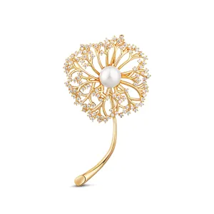 JwL Luxury Pearls Romantická pozlátená brošňa 2v1 s pravou bielou perlou JL0729