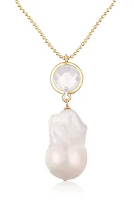 JwL Luxury Pearls Dlhý pozlátený náhrdelník s pravou barokovou megaperlou JL0710