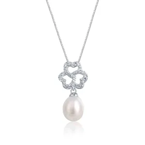JwL Luxury Pearls Strieborný náhrdelník so zirkónmi a pravou perlou JL0610