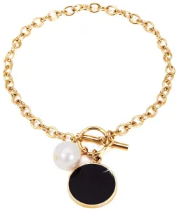 JwL Luxury Pearls Oceľový náramok s pravou perlou JL0482CH