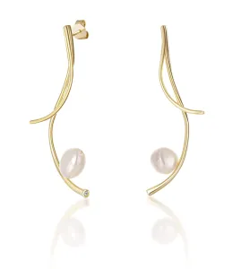 JwL Luxury Pearls Dlhé pozlátené náušnice s pravými barokovými perlami JL0682