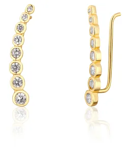 JwL Luxury Pearls Pozlátené pozdĺžne náušnice s trblietavými kryštálmi JL0743