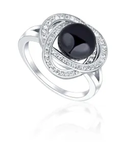 JwL Luxury Pearls Očarujúce prsteň s čiernou perlou a zirkónmi JL0760 52 mm