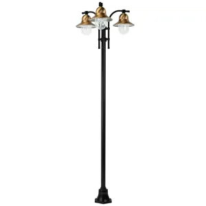 3-svetelné stĺpikové svietidlo Toscane, čierne