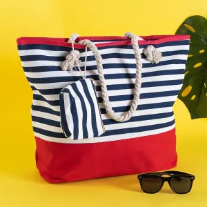 Červená pruhovaná dámska plážová taška - Kabelky