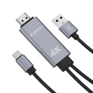 KAKU KSC-557 kábel USB - USB-C / HDMI 4K 1m, sivý