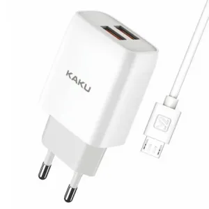 KAKU Charger sieťová nabíjačka 2x USB 15W 2.4A + Micro USB kábel 1m, biela (KSC-397)