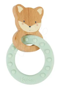 Hryzátko s drevenou líškou My Fox Teething Ring Home Kaloo so silikónovým krúžkom 14 cm od 0 mes