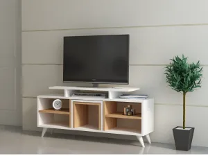 TV stolek KUTAY se stolky 120 cm bílý/teak