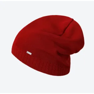 Pletená Merino čiapka Kama A167 124 tmavo červená