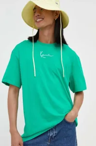 Bavlnené tričko Karl Kani zelená farba, s nášivkou