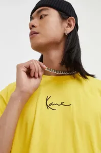 Bavlnené tričko Karl Kani žltá farba, s nášivkou