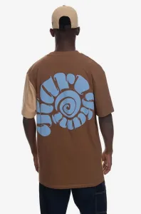 Bavlnené tričko Karl Kani Signature Block Tee 6037512-BROWN, hnedá farba, vzorované