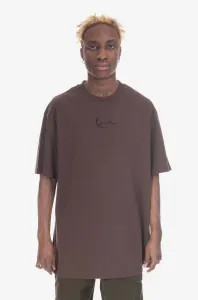 Bavlnené tričko Karl Kani 6037461-BROWN, hnedá farba, s nášivkou
