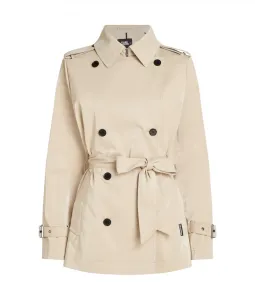 Kabát Karl Lagerfeld Coated Cotton Short Trench Hnedá 38
