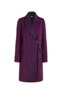 Kabát Karl Lagerfeld Contrast Panel Zip Coat Fialová 40