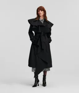 Kabát Karl Lagerfeld Hun'S Pick Ruffle Coat Čierna 40