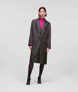 Kabát Karl Lagerfeld Iridescent Tailored Coat Čierna 40