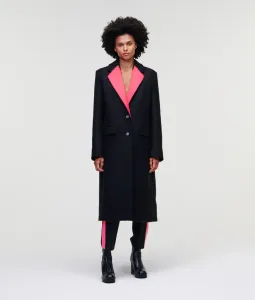 Kabát Karl Lagerfeld Satin Lapel Tailored Coat Čierna 42