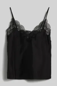 Blúzka Karl Lagerfeld Fan Lace Silk Camisole Čierna 40