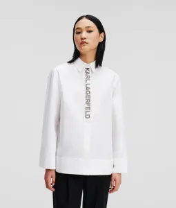 Košeľa Karl Lagerfeld Embellished Placket Shirt Biela 42