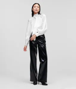 Košeľa Karl Lagerfeld Silk-Blend Bow Shirt Biela 38