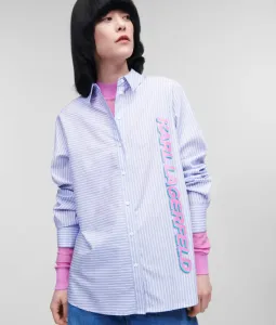 Košeľa Karl Lagerfeld Stripe Shirt W/Logo Print Modrá 44