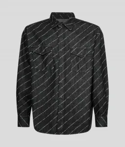 Košeľa Karl Lagerfeld Unisex Aop Logo Denim Shirt Čierna L