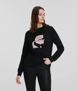 Mikina Karl Lagerfeld Boucle Profile Sweatshirt Čierna Xs