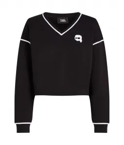 Mikina Karl Lagerfeld Ikonik 2.0 Cropped Sweatshirt Čierna Xl