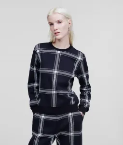 Mikina Karl Lagerfeld Check Printed Sweatshirt Čierna S
