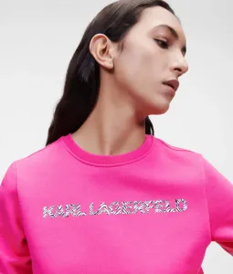 Mikina Karl Lagerfeld Elongated Logo Zebra Sweat Ružová S