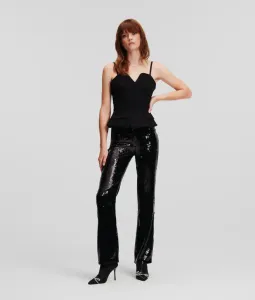 Nohavice Karl Lagerfeld Sequin Evening Pants Čierna 40