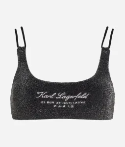 Plavky Karl Lagerfeld Hotel Karl Lurex Bikini Top Čierna M