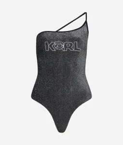 Plavky Karl Lagerfeld Ikonik 2.0 Lurex Swimsuit Čierna L