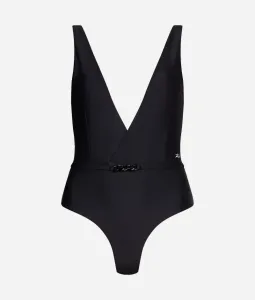 Plavky Karl Lagerfeld Karl Dna Deep V Swimsuit Čierna L