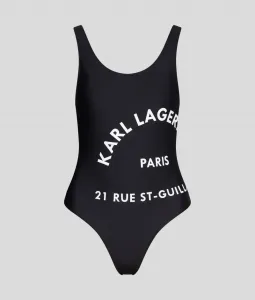 Plavky Karl Lagerfeld Logo Print Swimsuit Čierna L