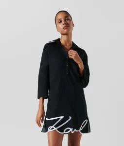 Plážové Oblečenie Karl Lagerfeld Karl Dna Signature Beach Dress Čierna L