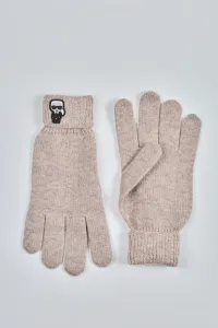 Rukavice Karl Lagerfeld K/Ikonik Patch Knit Glove Hnedá L