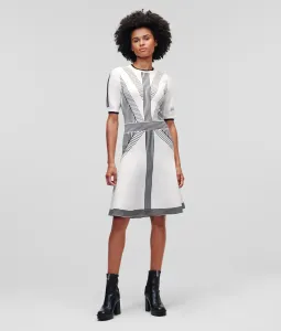Šaty Karl Lagerfeld 3/4 Sleeve Knit Dress Biela S