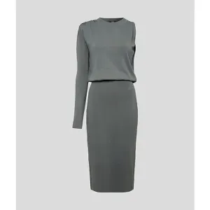 Šaty Karl Lagerfeld Asymmetric Knit Dress Zelená L
