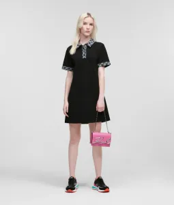 Šaty Karl Lagerfeld Boucle Polo Dress Čierna S