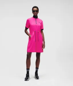 Šaty Karl Lagerfeld Cady Dress W/ Drawcord Waist Ružová S