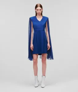 Šaty Karl Lagerfeld Caped Evening Dress Modrá 42
