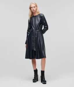Šaty Karl Lagerfeld Faux Leather Dress Modrá 38
